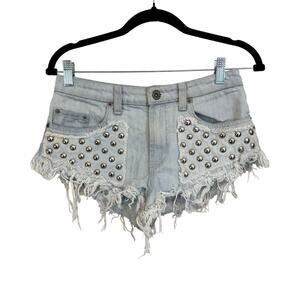 Carmar Distressed Studded Denim Shorts Blue 26
